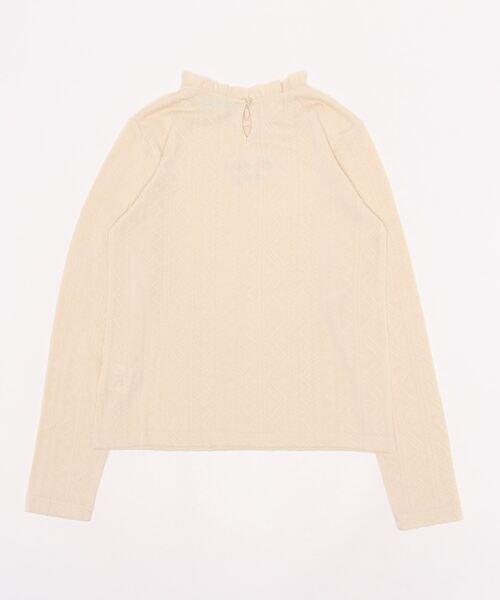 Lindsay(リンジィ)の「ふくれジャガードチビフリルネックTシャツ(Tシャツ/カットソー・キッズ・ブラック/アイボリー・L/M)」の3枚目の写真