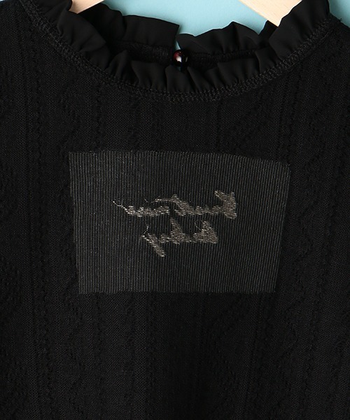 Lindsay(リンジィ)の「ふくれジャガードチビフリルネックTシャツ(Tシャツ/カットソー・キッズ・ブラック/アイボリー・L/M)」の8枚目の写真