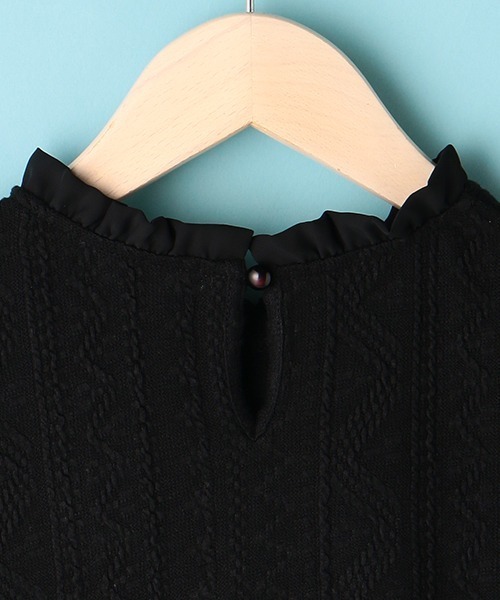 Lindsay(リンジィ)の「ふくれジャガードチビフリルネックTシャツ(Tシャツ/カットソー・キッズ・ブラック/アイボリー・L/M)」の10枚目の写真