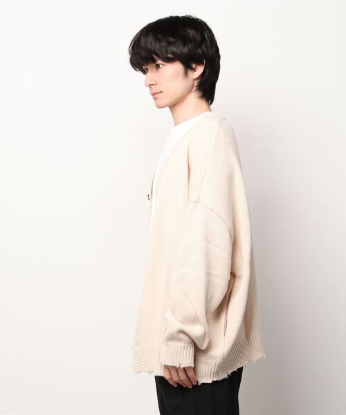 JOHN'S CLOSET（ジョンズクローゼット）の「【i】アクリルバルキーダメージカーディガン（カーディガン/ボレロ・メンズ・チャコールグレー/オフホワイト/モカ/サックスブルー/グリーン・LARGE/MEDIUM）」の20枚目の写真