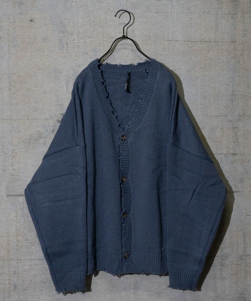 JOHN'S CLOSET（ジョンズクローゼット）の「【i】アクリルバルキーダメージカーディガン（カーディガン/ボレロ・メンズ・チャコールグレー/オフホワイト/モカ/サックスブルー/グリーン・LARGE/MEDIUM）」の5枚目の写真