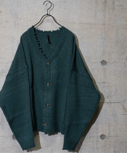 JOHN'S CLOSET（ジョンズクローゼット）の「【i】アクリルバルキーダメージカーディガン（カーディガン/ボレロ・メンズ・チャコールグレー/オフホワイト/モカ/サックスブルー/グリーン・LARGE/MEDIUM）」の4枚目の写真