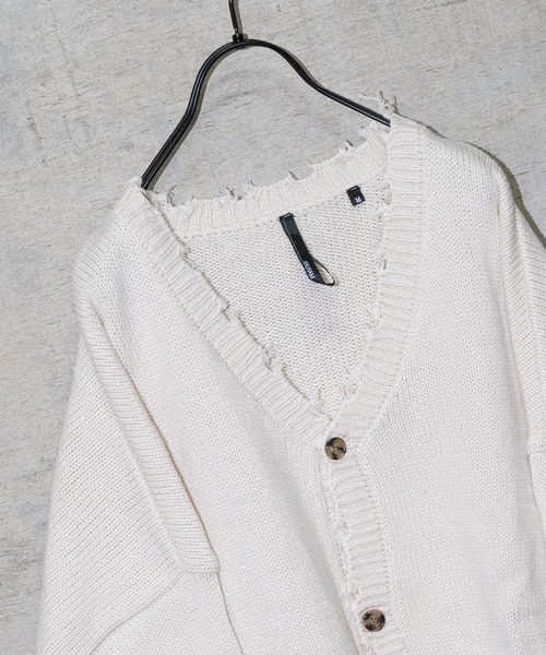 JOHN'S CLOSET（ジョンズクローゼット）の「【i】アクリルバルキーダメージカーディガン（カーディガン/ボレロ・メンズ・チャコールグレー/オフホワイト/モカ/サックスブルー/グリーン・LARGE/MEDIUM）」の6枚目の写真