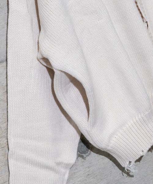 JOHN'S CLOSET（ジョンズクローゼット）の「【i】アクリルバルキーダメージカーディガン（カーディガン/ボレロ・メンズ・チャコールグレー/オフホワイト/モカ/サックスブルー/グリーン・LARGE/MEDIUM）」の8枚目の写真