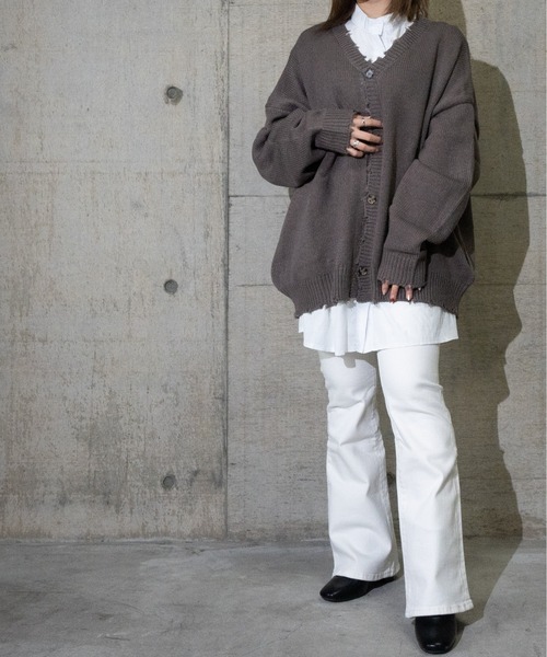 JOHN'S CLOSET（ジョンズクローゼット）の「【i】アクリルバルキーダメージカーディガン（カーディガン/ボレロ・メンズ・チャコールグレー/オフホワイト/モカ/サックスブルー/グリーン・LARGE/MEDIUM）」の11枚目の写真