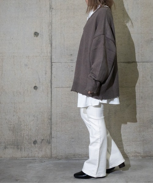 JOHN'S CLOSET（ジョンズクローゼット）の「【i】アクリルバルキーダメージカーディガン（カーディガン/ボレロ・メンズ・チャコールグレー/オフホワイト/モカ/サックスブルー/グリーン・LARGE/MEDIUM）」の12枚目の写真