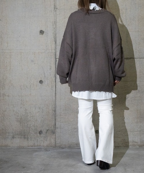 JOHN'S CLOSET（ジョンズクローゼット）の「【i】アクリルバルキーダメージカーディガン（カーディガン/ボレロ・メンズ・チャコールグレー/オフホワイト/モカ/サックスブルー/グリーン・LARGE/MEDIUM）」の13枚目の写真