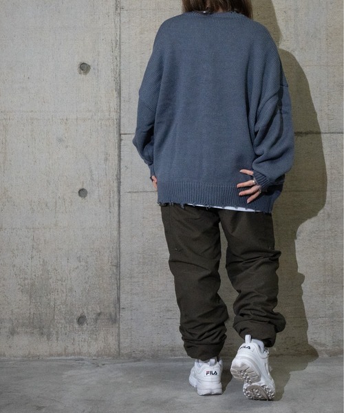 JOHN'S CLOSET（ジョンズクローゼット）の「【i】アクリルバルキーダメージカーディガン（カーディガン/ボレロ・メンズ・チャコールグレー/オフホワイト/モカ/サックスブルー/グリーン・LARGE/MEDIUM）」の16枚目の写真