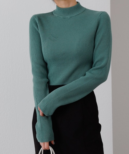 COLONY 2139(コロニートゥーワンスリーナイン)の「リサイクルポリPBTニット(ハイネック)(ニット/セーター・レディース・アイボリー/グリーン/ブラック/ブルー/グレー/ピンク・MEDIUM/LARGE)」の4枚目の写真