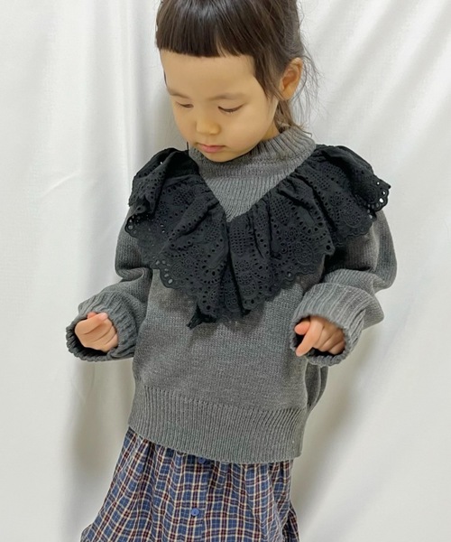 CIAOPANIC TYPY(チャオパニックティピー)の「【KIDS】フリルレースカラーニット(ニット/セーター・キッズ・ベージュ/チャコールグレー/アイボリー・LARGE/X-LARGE/MEDIUM/XX-LARGE/SMALL)」の21枚目の写真