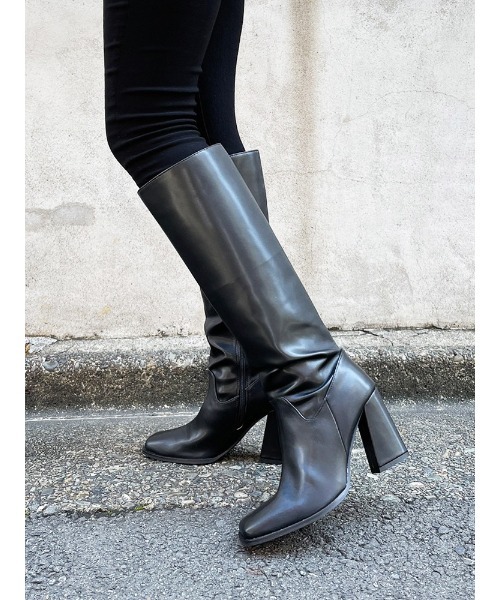 ENVYM（アンビー）の「スクエアトゥロングＢＯＯＴＳ（ブーツ・レディース・ブラック/ベージュ/パイソン・23.5/24.5/22.5）」の20枚目の写真