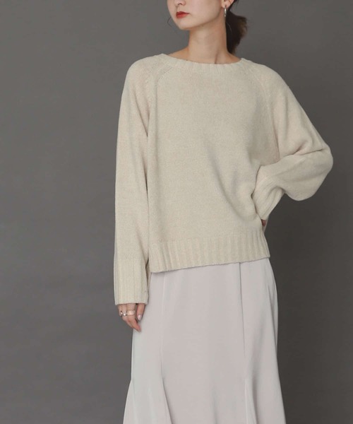 SENSE OF PLACE by URBAN RESEARCH（センスオブプレイスバイアーバンリサーチ）の「クルーネックモールセーター（ニット/セーター・レディース・ブラック/グリーン/アイボリー/ライトブラウン・ONE）」の2枚目の写真