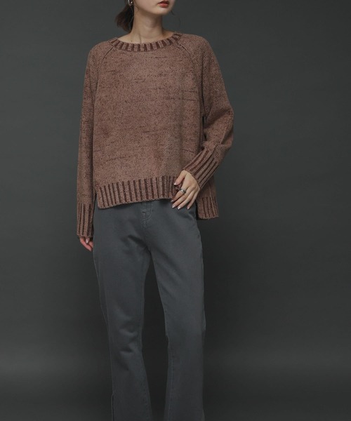 SENSE OF PLACE by URBAN RESEARCH（センスオブプレイスバイアーバンリサーチ）の「クルーネックモールセーター（ニット/セーター・レディース・ブラック/グリーン/アイボリー/ライトブラウン・ONE）」の4枚目の写真