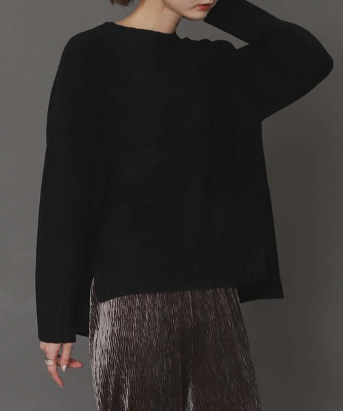 SENSE OF PLACE by URBAN RESEARCH（センスオブプレイスバイアーバンリサーチ）の「クルーネックモールセーター（ニット/セーター・レディース・ブラック/グリーン/アイボリー/ライトブラウン・ONE）」の3枚目の写真