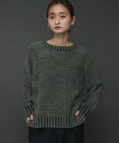 SENSE OF PLACE by URBAN RESEARCH（センスオブプレイスバイアーバンリサーチ）の「クルーネックモールセーター（ニット/セーター・レディース・ブラック/グリーン/アイボリー/ライトブラウン・ONE）」の9枚目の写真