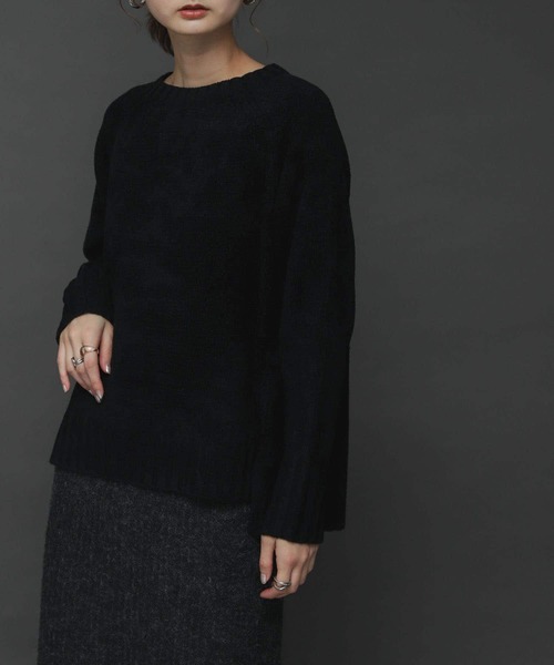 SENSE OF PLACE by URBAN RESEARCH（センスオブプレイスバイアーバンリサーチ）の「クルーネックモールセーター（ニット/セーター・レディース・ブラック/グリーン/アイボリー/ライトブラウン・ONE）」の18枚目の写真