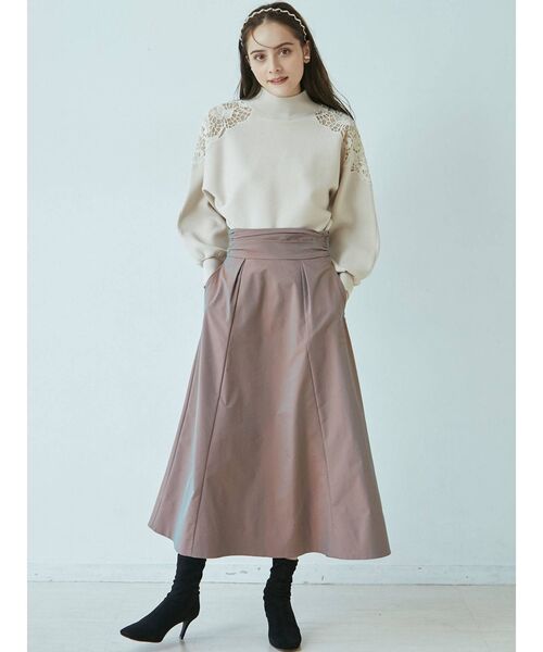 LAGUNAMOON（ラグナムーン）の「ショルダーレースニットプルオーバー（ニット/セーター・レディース・チャコールグレー/ライトグレー/アイボリー・FREE）」の7枚目の写真