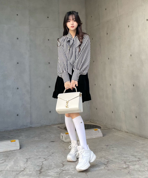 titty＆Co. PETIT by poyo（ティティーアンドコープティバイポヨ）の「【titty&Co.PETIT by POYO】千鳥チェックリボンボリュームブラウス（シャツ/ブラウス・レディース・マルチ・FREE）」の8枚目の写真