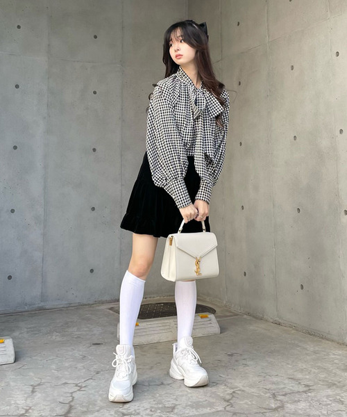 titty＆Co. PETIT by poyo（ティティーアンドコープティバイポヨ）の「【titty&Co.PETIT by POYO】千鳥チェックリボンボリュームブラウス（シャツ/ブラウス・レディース・マルチ・FREE）」の14枚目の写真