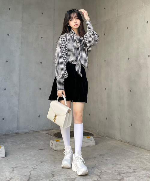 titty＆Co. PETIT by poyo（ティティーアンドコープティバイポヨ）の「【titty&Co.PETIT by POYO】千鳥チェックリボンボリュームブラウス（シャツ/ブラウス・レディース・マルチ・FREE）」の16枚目の写真