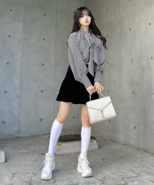 titty＆Co. PETIT by poyo（ティティーアンドコープティバイポヨ）の「【titty&Co.PETIT by POYO】千鳥チェックリボンボリュームブラウス（シャツ/ブラウス・レディース・マルチ・FREE）」の9枚目の写真