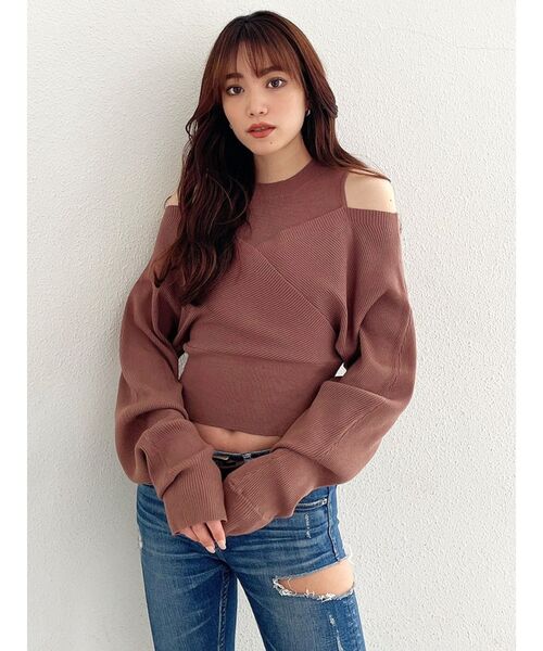 GYDA(ジェイダ)の「レイヤードカシュクールニット トップス(ニット/セーター・レディース・アイボリー/ブラウン/ブラック・FREE)」の7枚目の写真