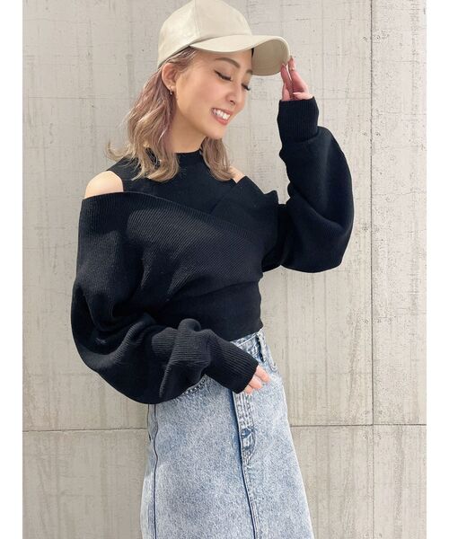 GYDA(ジェイダ)の「レイヤードカシュクールニット トップス(ニット/セーター・レディース・アイボリー/ブラウン/ブラック・FREE)」の11枚目の写真