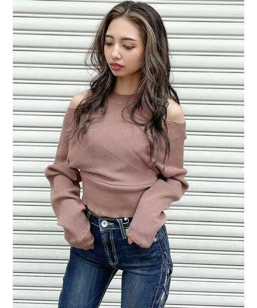 GYDA(ジェイダ)の「レイヤードカシュクールニット トップス(ニット/セーター・レディース・アイボリー/ブラウン/ブラック・FREE)」の12枚目の写真