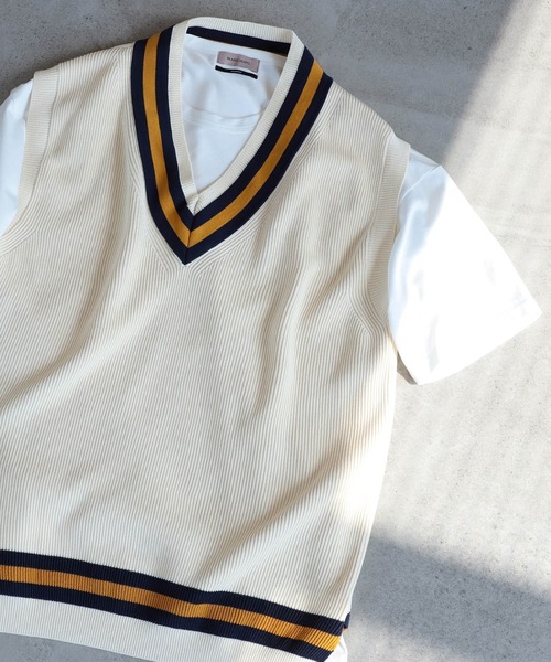 BEAMS LIGHTS（ビームスライツ）の「BEAMS LIGHTS / シルケットチルデンベスト（ベスト・メンズ・チャコールグレー/ナチュラル/ブラック/オフホワイト/ホワイト系その他5/ブルー・SMALL/MEDIUM/LARGE）」の5枚目の写真