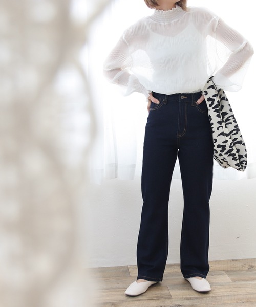 Social GIRL(ソーシャルガール)の「ハイウエストストレートデニムジーンズ(デニムパンツ・レディース・インディゴブルー/ブルー・M/L)」の3枚目の写真