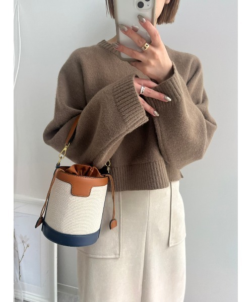 Edit Sheen（エディットシーン）の「ワイドスリーブハイゲージショートニット（ニット/セーター・レディース・ベージュ/アイボリー/ブラック/モカ/ピンク・MEDIUM）」の11枚目の写真