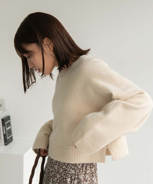 Edit Sheen（エディットシーン）の「ワイドスリーブハイゲージショートニット（ニット/セーター・レディース・ベージュ/アイボリー/ブラック/モカ/ピンク・MEDIUM）」の9枚目の写真