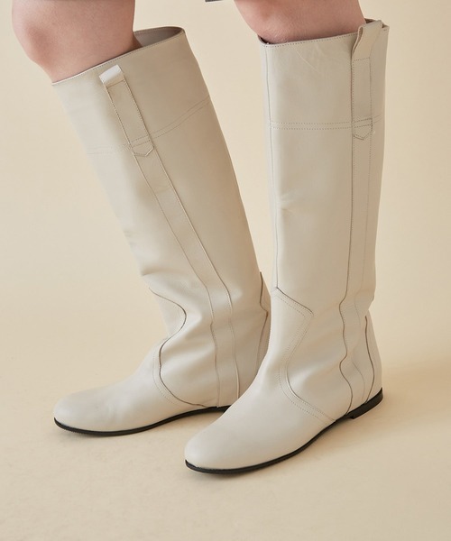 MADEMOISELLE ROPE'（マドモアゼル ロペ）の「【CORSO ROMA 9】フラットロングブーツ（ブーツ・レディース・ダークブラウン/オフホワイト・38/36/37）」の2枚目の写真