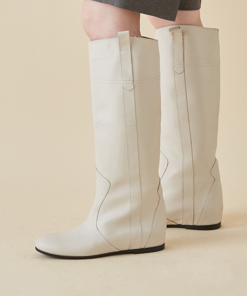 MADEMOISELLE ROPE'（マドモアゼル ロペ）の「【CORSO ROMA 9】フラットロングブーツ（ブーツ・レディース・ダークブラウン/オフホワイト・38/36/37）」の13枚目の写真