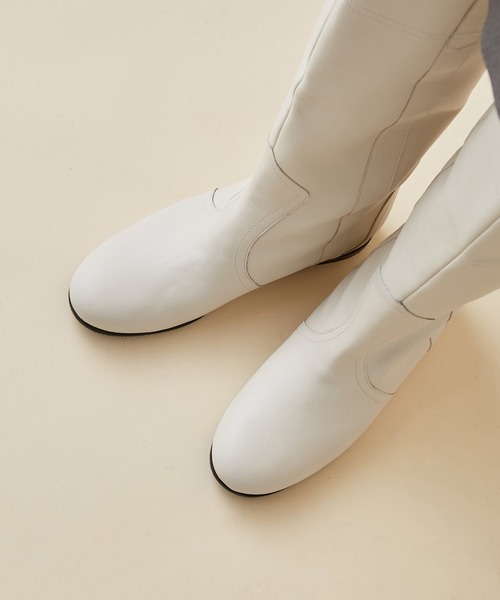 MADEMOISELLE ROPE'（マドモアゼル ロペ）の「【CORSO ROMA 9】フラットロングブーツ（ブーツ・レディース・ダークブラウン/オフホワイト・38/36/37）」の12枚目の写真