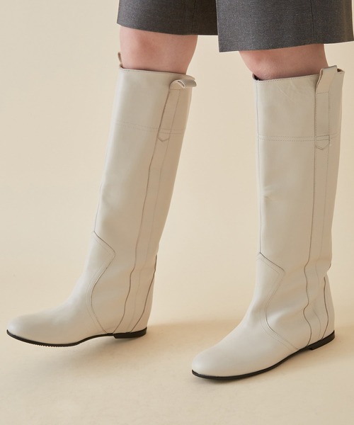 MADEMOISELLE ROPE'（マドモアゼル ロペ）の「【CORSO ROMA 9】フラットロングブーツ（ブーツ・レディース・ダークブラウン/オフホワイト・38/36/37）」の11枚目の写真