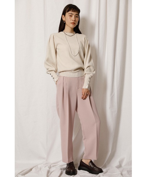 crie conforto（クリーコンフォルト）の「ボックスタックテーパードパンツ（スラックス・レディース・ピンク/ブラック・MEDIUM/SMALL）」の2枚目の写真