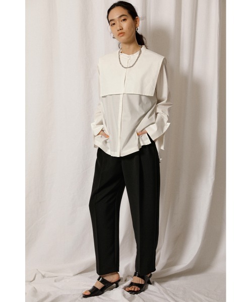 crie conforto（クリーコンフォルト）の「ボックスタックテーパードパンツ（スラックス・レディース・ピンク/ブラック・MEDIUM/SMALL）」の20枚目の写真