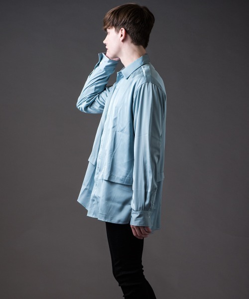 Buffalo Bobs（バッファローボブズ）の「TOPPER(トッパー)サテン フラップ トロミ シャツ（シャツ/ブラウス・メンズ・ピンク/マルチ/ミント・2-3/1-2）」の4枚目の写真