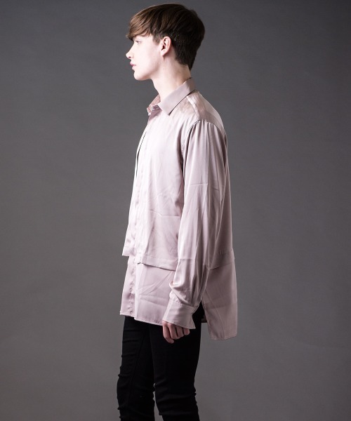 Buffalo Bobs（バッファローボブズ）の「TOPPER(トッパー)サテン フラップ トロミ シャツ（シャツ/ブラウス・メンズ・ピンク/マルチ/ミント・2-3/1-2）」の8枚目の写真