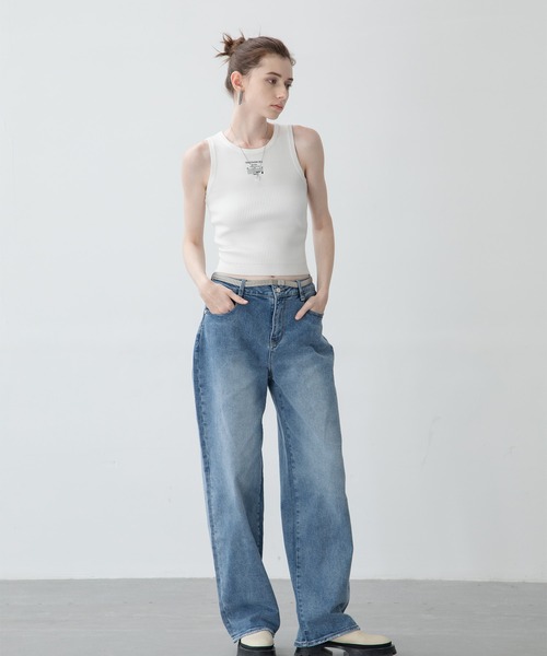 EKCOOKIES（イーケークッキーズ）の「【 ユニセックス 】【 EKCOOKIES 】サンドウォッシュテーパードデニム（デニムパンツ・レディース・インディゴブルー・S/M/L/XL）」の6枚目の写真