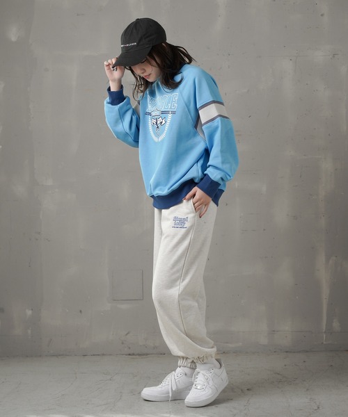 SPINNS（スピンズ）の「ワンポイントロゴ カラースウェットパンツ（スウェットパンツ・レディース・ブルー/ブラウン/グリーン/オフホワイト/オートミール・ONESIZE）」の16枚目の写真