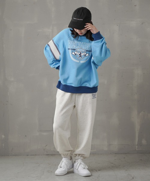 SPINNS（スピンズ）の「ワンポイントロゴ カラースウェットパンツ（スウェットパンツ・レディース・ブルー/ブラウン/グリーン/オフホワイト/オートミール・ONESIZE）」の17枚目の写真