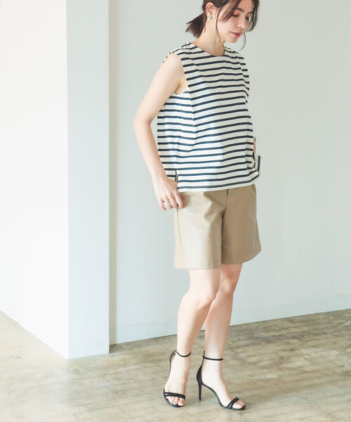 B:MING by BEAMS（ビーミングバイビームス）の「B:MING by BEAMS / フェイクレザー ショート パンツ 22SS（その他パンツ・レディース・ブラック/ベージュ・SMALL/MEDIUM）」の9枚目の写真