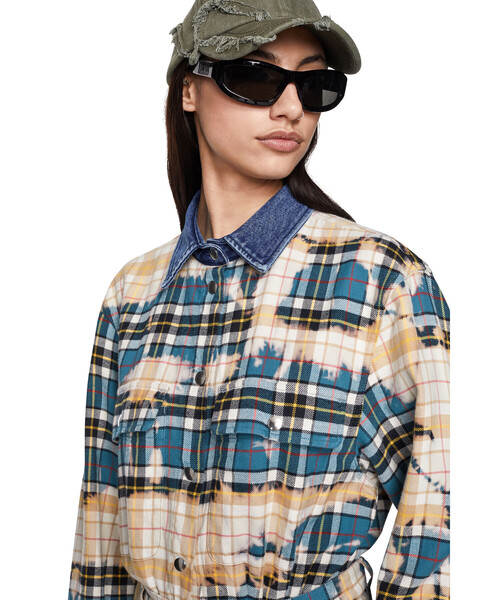 DIESEL（ディーゼル）の「レディース ワンピース ドレス チェック柄 コットン 長袖 デニムミックス（シャツワンピース・レディース・グリーン系その他・SMALL/MEDIUM/LARGE/X-SMALL）」の11枚目の写真