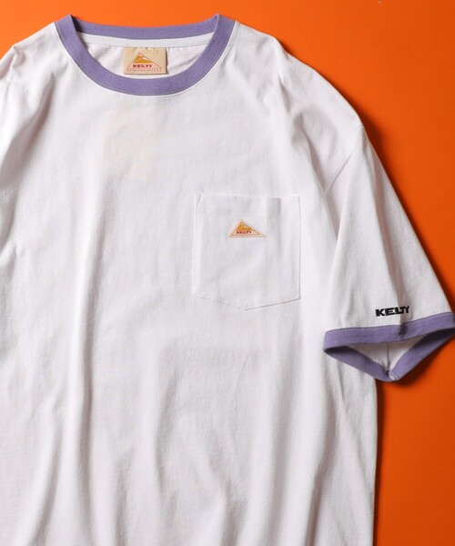 FREAK'S STORE(フリークスストア)の「WEB限定 KELTY×FREAK'S STORE/ケルティ 別注 ワンポイント ヴィンテージロゴ ポケットTシャツ/リンガーTシャツ/ポケT(Tシャツ/カットソー・メンズ・ホワイト/ブラック/サックスブルー/ホワイト×レッド/ブラック×ホワイト/グレイッシュベージュ/アッシュグレー/ダークグリーン/ラベンダー/ホワイト×ブラック/ホワイト×パープル・X-LARGE/SMALL/LARGE/MEDIUM)」の5枚目の写真