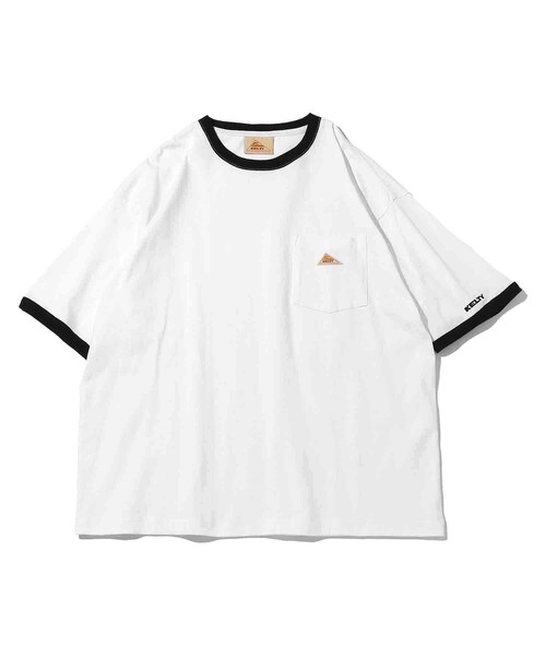 FREAK'S STORE(フリークスストア)の「WEB限定 KELTY×FREAK'S STORE/ケルティ 別注 ワンポイント ヴィンテージロゴ ポケットTシャツ/リンガーTシャツ/ポケT(Tシャツ/カットソー・メンズ・ホワイト/ブラック/サックスブルー/ホワイト×レッド/ブラック×ホワイト/グレイッシュベージュ/アッシュグレー/ダークグリーン/ラベンダー/ホワイト×ブラック/ホワイト×パープル・X-LARGE/SMALL/LARGE/MEDIUM)」の15枚目の写真