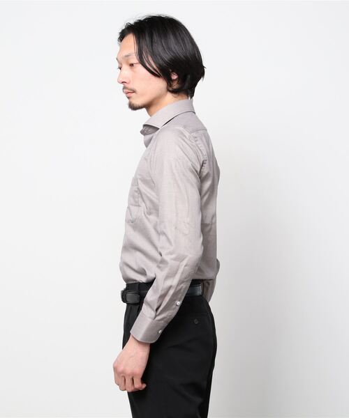 Perfect Suit FActory（パーフェクトスーツファクトリー）の「【コットン100％】長袖ワイシャツ　メランジ　アーバン　ブラウン（ビジネスシャツ・メンズ・ブラウン・首回り41cm-裄丈84cm/首回り39cm-裄丈82cm/首回り37cm-裄丈80cm）」の5枚目の写真