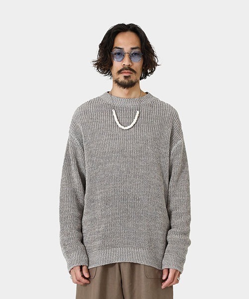 PORT BY ARK（ポートバイアーク）の「PORT BY ARK / ポートバイアーク：Straw yarn Knit P/O：PO11-K001[COR]（ニット/セーター・メンズ・ネイビー/グレー・FREE）」の12枚目の写真