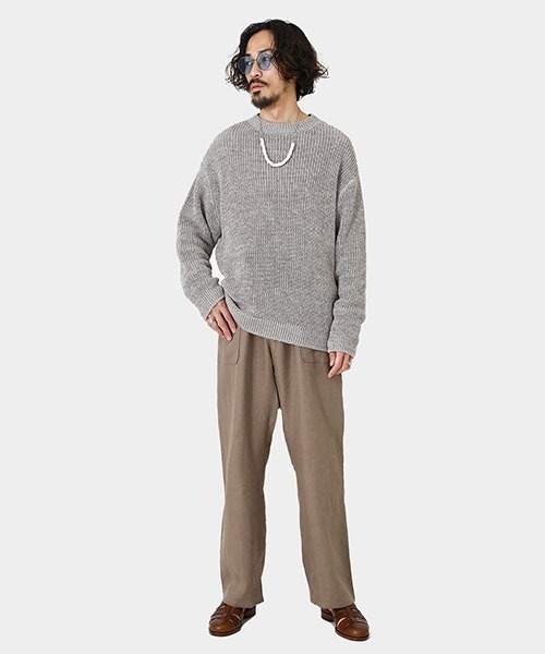 PORT BY ARK（ポートバイアーク）の「PORT BY ARK / ポートバイアーク：Straw yarn Knit P/O：PO11-K001[COR]（ニット/セーター・メンズ・ネイビー/グレー・FREE）」の19枚目の写真